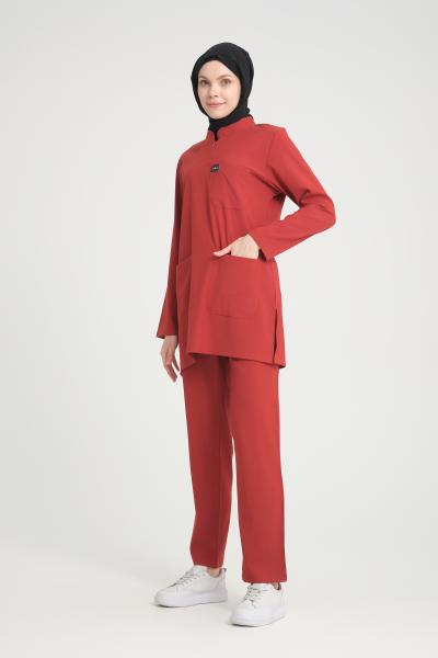 Tesettür Scrubs Takımı Kiremit
