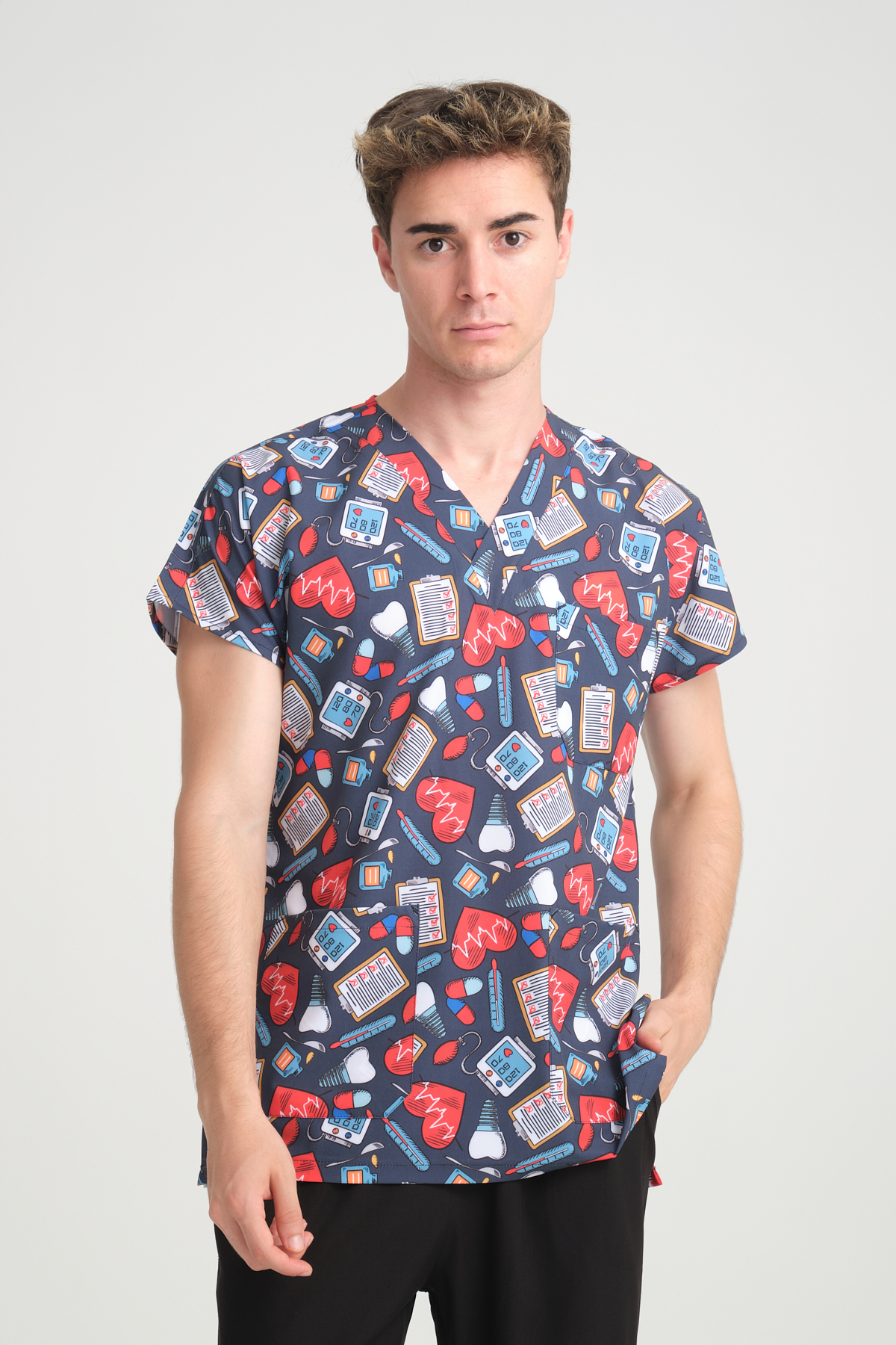 Bay Tek Üst Desenli Scrubs